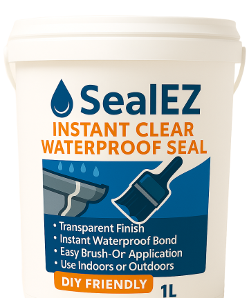 SealEZ waterproof sealant, transparent finish, 1 litre bucket.